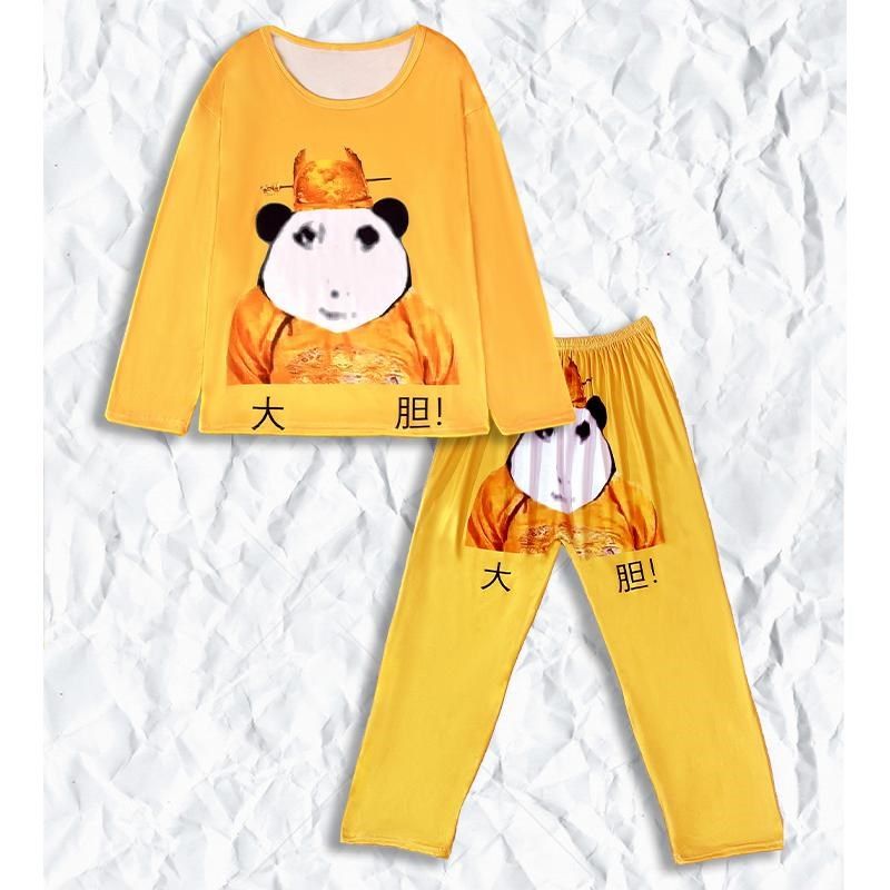 大胆龙图龙袍小皇帝秋冬季加绒保暖衣服男女长袖套装睡衣卫衣儿童