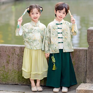 男童汉服中国风春秋季高端女童新中式唐装国学套装儿童中式演出服