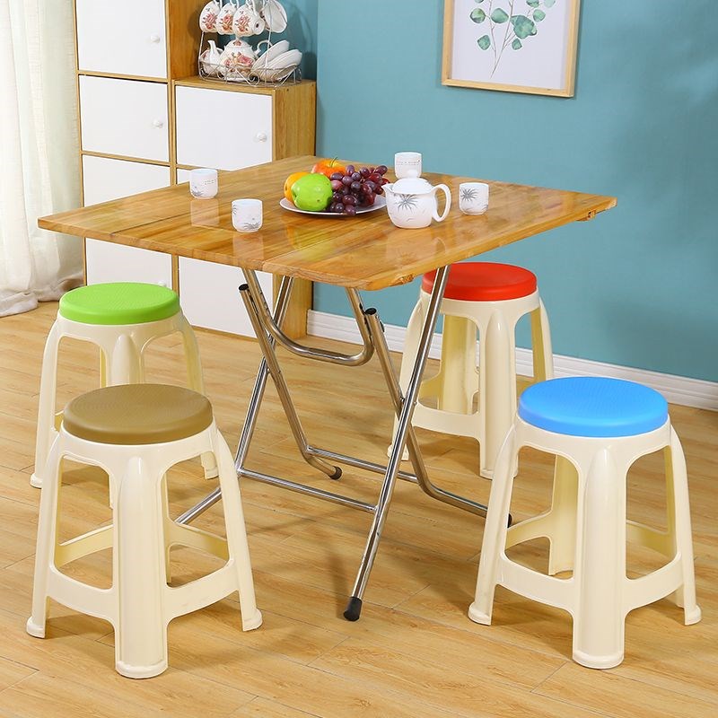 实木折叠餐桌家用桌子摆摊大圆桌简易酒店桌椅6人8人家用圆形饭桌