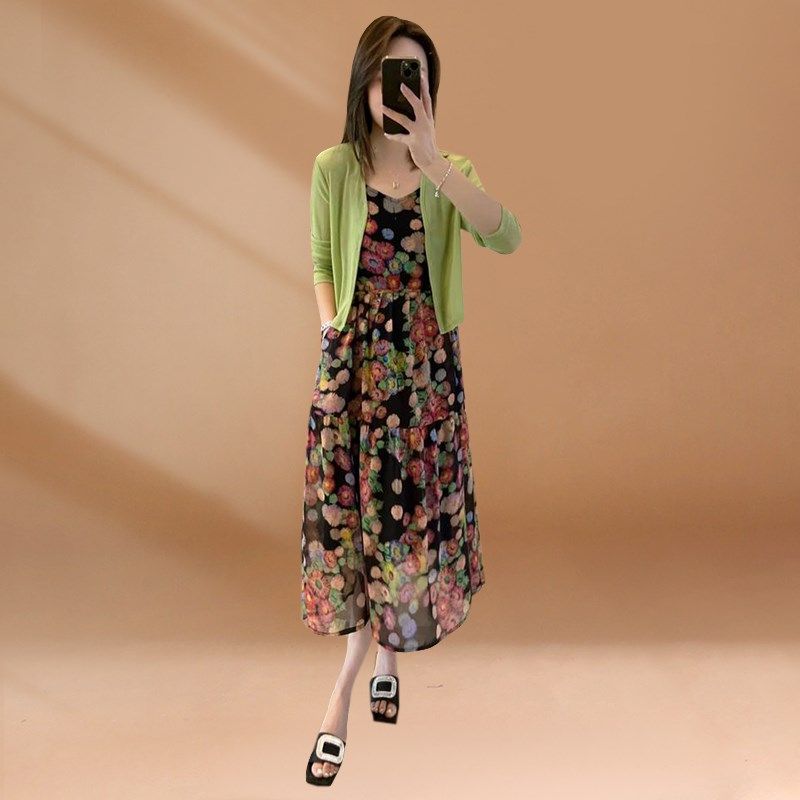 轻熟风法式女装夏季两件套防晒开衫外套高级感吊带碎花连衣裙套装,女装/女士精品,时尚套装,淘宝优惠券,粉丝福利购,淘宝优惠卷