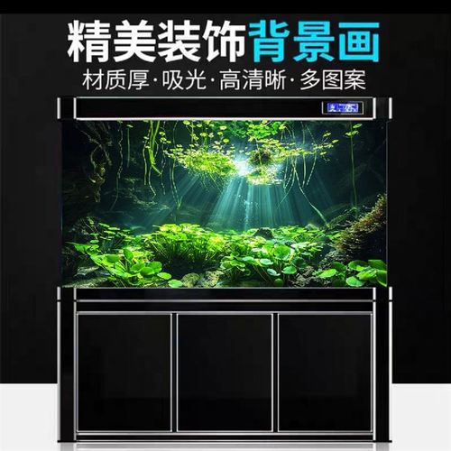 新款阳光海底鱼缸背景贴纸高清图定制立体画水族箱自粘无胶静电贴