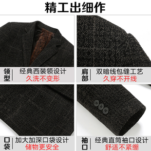 中年秋冬季外套装爸爸保暖西装男新款便西中老年人加绒加厚单西服