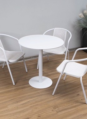 奶茶店休息区外摆户外阳台吧台圆桌一桌二椅网红服装店茶几靠背椅