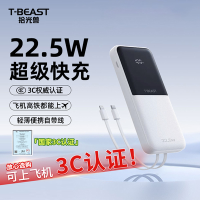 拾光兽自带双线20000毫安充电宝