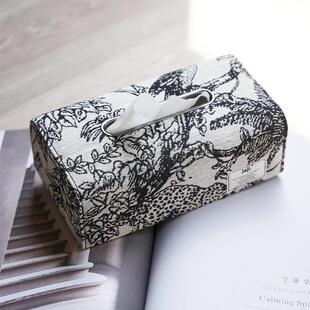 复古提花纸巾盒餐桌布艺抽纸盒家用桌面摆件 一宅一迹简约轻奢经典