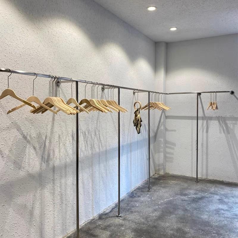 加厚服装店展示架女装上墙壁挂式陈列架不锈钢挂衣架童装落地侧挂