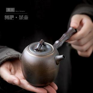 陶瓷茶壶家用功夫茶具泡茶壶单壶带过滤陶壶侧把壶可定制 复古中式