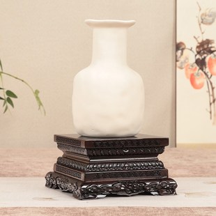 黑檀木莲花底座供l奉财神佛像观音菩萨奇玉石花瓶金刚摆件实木托