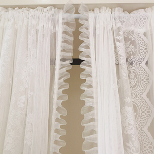 免打孔柜子遮挡帘门帘荷叶边木A耳蕾丝挡帘衣帽间防尘帘书柜橱柜