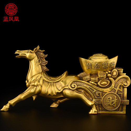 铜马拉车马拉元宝财马大号工艺礼品摆饰客厅家居酒柜装饰业礼品
