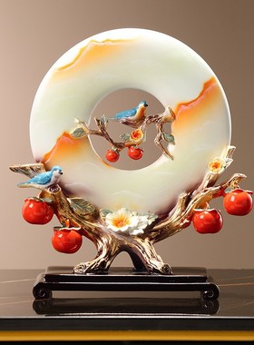 事事如意柿子平安扣客厅玄关电视柜新房装饰品树脂工艺品