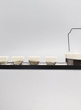 新中式创意八角陶瓷茶具托盘套装摆件样板房茶室茶房展厅软装饰品