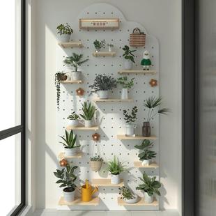 三梦实木洞洞板置物架墙上阳台绿植造型墙定制免漆板置物板展示架