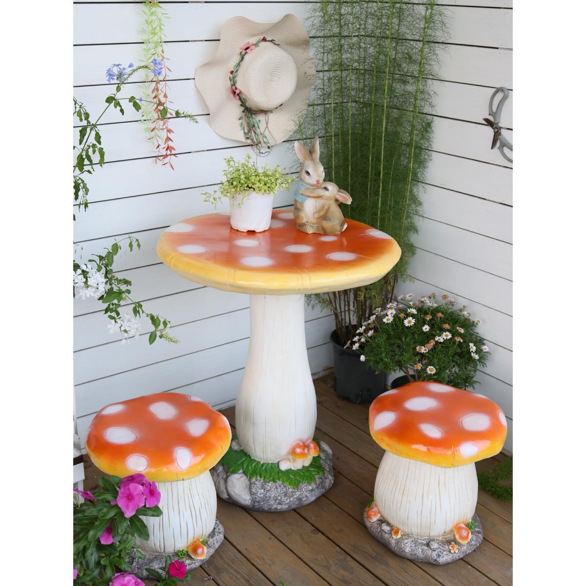 户卡通蘑外菇桌饰品花园装饰蘑菇SDY阳凳台椅庭院休桌闲三件套