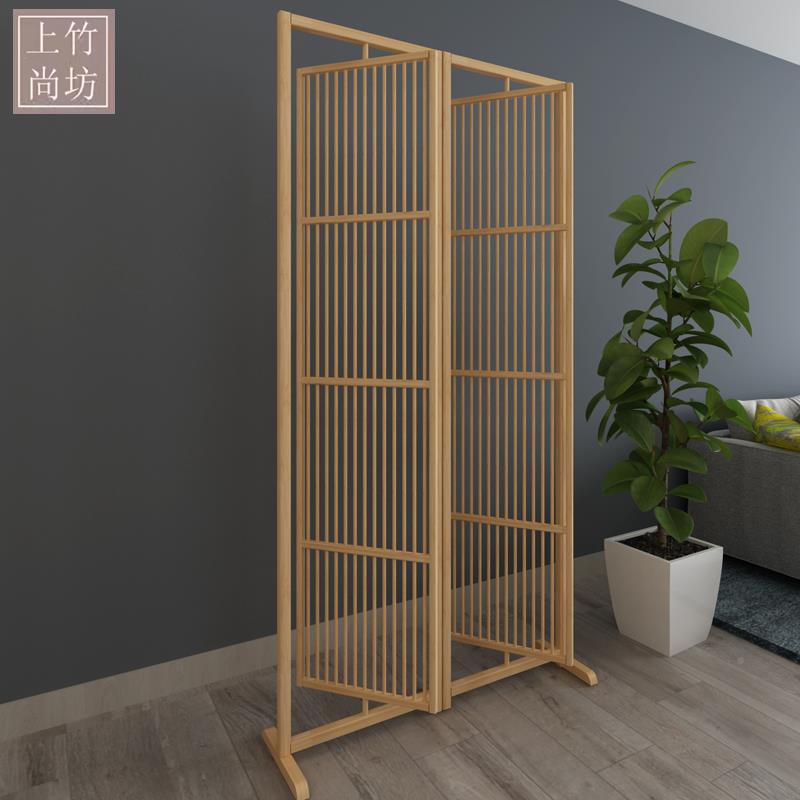 可折叠可旋房活动屏风现代简转约竹屏风隔客厅书2541办公室移动断