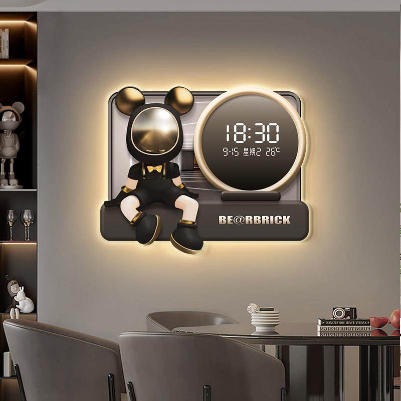万年历2024年新款电子挂钟装饰画 画现代饭厅餐桌暴力熊钟表时钟,家居饰品,钟表画/挂钟画,淘宝优惠券,粉丝福利购,淘宝优惠卷