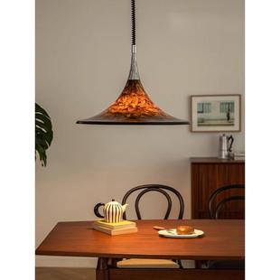 中古餐厅吊灯现代简约设计师升降伸缩覆古彩绘咖啡厅书房落霞灯具