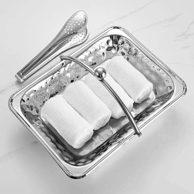 不锈钢热毛巾盘手提K篮TV餐酒店客收房火锅8824纳筐厅托盘水果篮