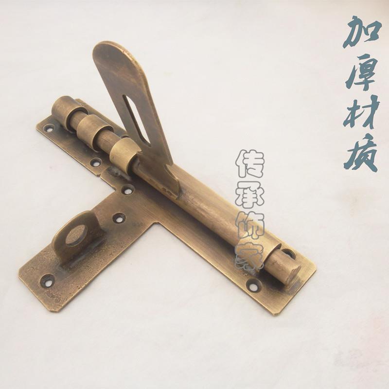 纯铜古式插销门闩门锁铜插锁加厚户仿外大门中销花传御园复古全铜