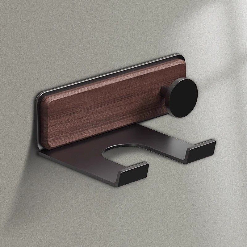 胡桃木吹风机置物架免打孔卫生间支架浴室电吹风筒壁挂式挂架