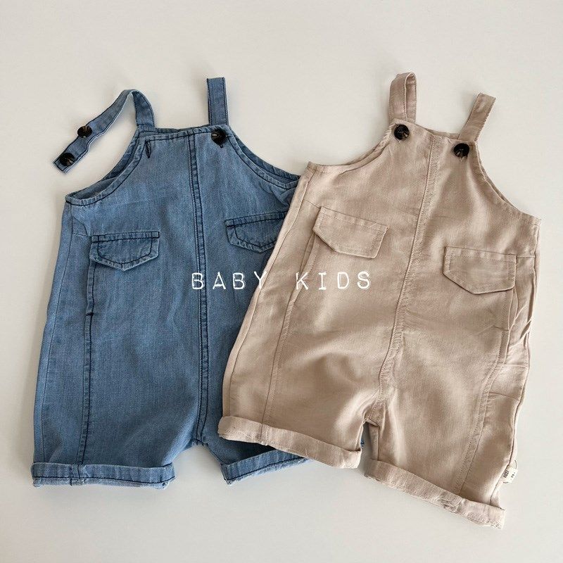 ins男女宝宝夏季背带连体衣婴幼儿夏装洋气薄款牛仔背带中裤爬服