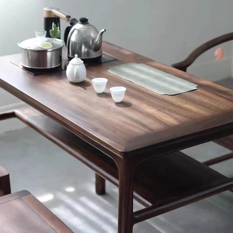 2024黑胡桃白蜡木阳台茶桌椅组合新中式泡茶桌酒店民宿办公室茶台