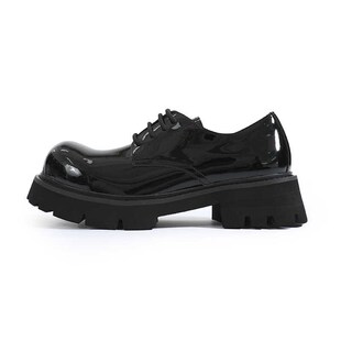 厚底增高德比鞋男款商务正装亮面休闲亮皮大头漆皮宽头低帮皮鞋