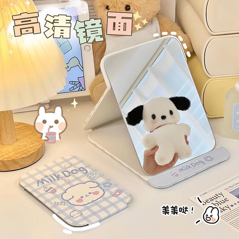 小镜子便携化妆镜折叠女随身携带宿舍桌面手持旅行办公室台式可立