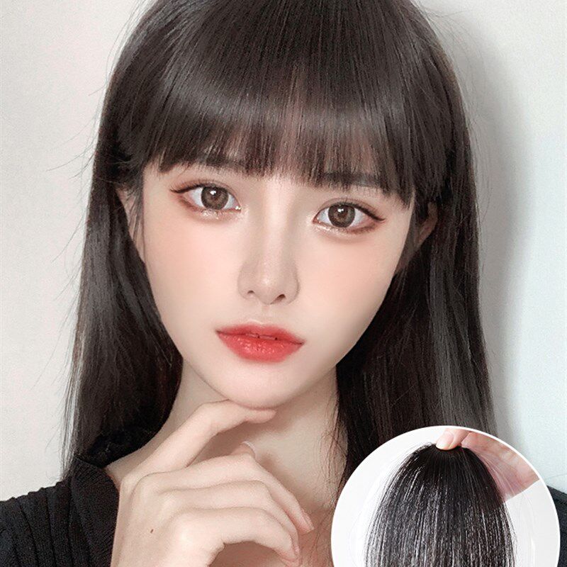 真发漫画齐刘海假发女假刘海自然前额流J海真人发丝无痕头帘假发
