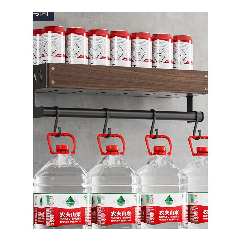 胡桃木厨房置物架不锈钢家用调味料收纳架免打孔实木刀架锅盖架