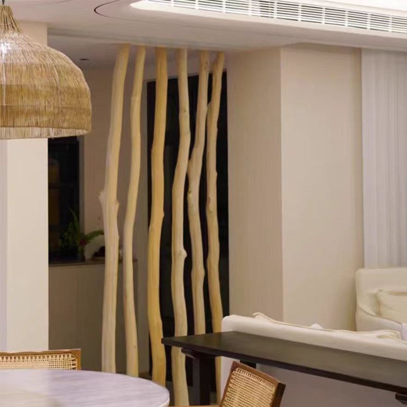 枯木实木屏风隔断新款茶室干树枝套装环创原木幼儿园天然树干装饰