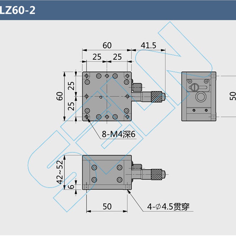Z轴水平升降LZ60-2手动位移平台 手动滑台