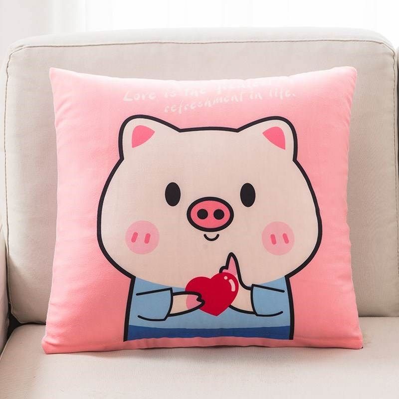 可爱卡通抱枕沙发靠垫办公室床头靠背汽车靠枕正方形抱枕套不含芯