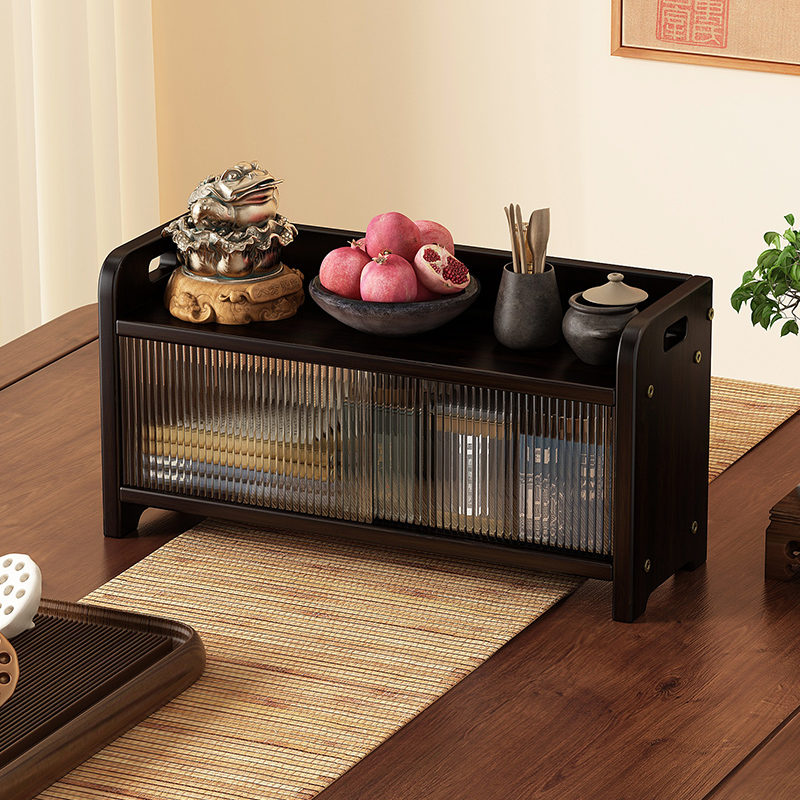 桌面小型博古架中式置物架茶具紫砂壶防尘展示架茶桌摆件收纳架子