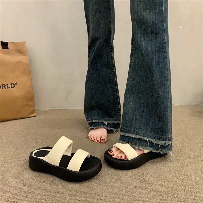 厚底拖鞋女夏外穿夏季2025新款高级感时尚踩屎感女款凉鞋防滑凉拖