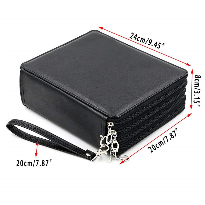 168孔男女美术生笔帘皮质笔袋彩铅收纳包素描插笔袋笔套大容量盒