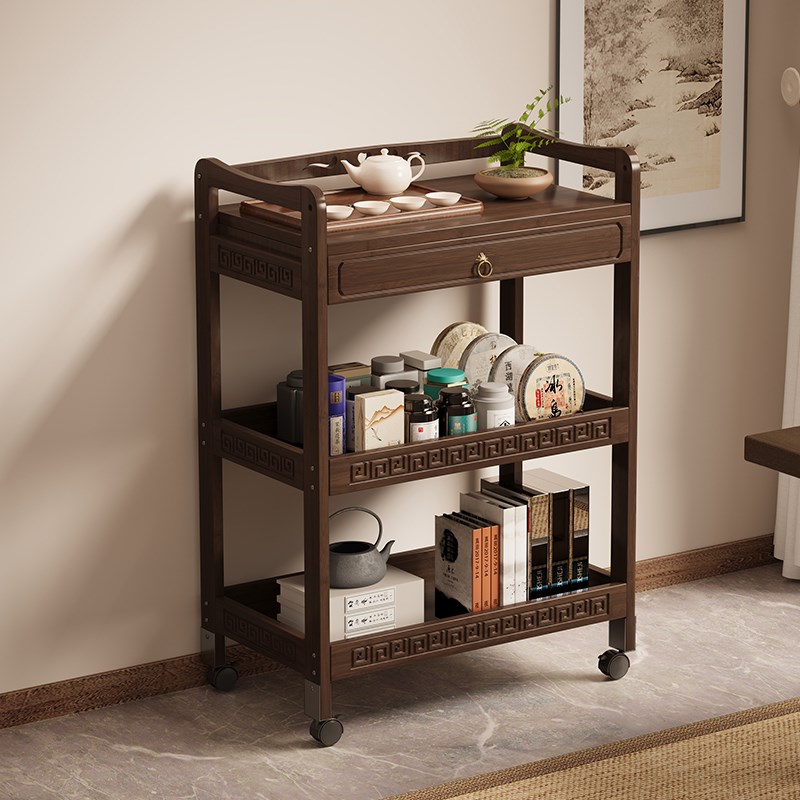 置物架多层茶叶收纳架客厅可移动小推车带轮茶几沙发边几茶水架子