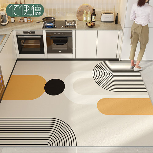厨房地垫防d滑防油可擦免洗pvc脚垫2024新款专用防水整铺皮革地毯