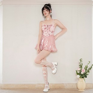 高级感粉色可爱甜美少女学生显白遮肚显瘦网红款 公主风 泳衣女夏季