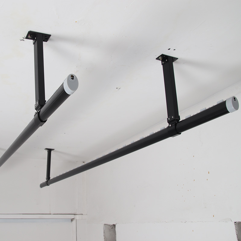 晾衣杆阳台顶装固定式吊顶晾衣架单杆晒衣杆家用阳光房一根凉黑铝