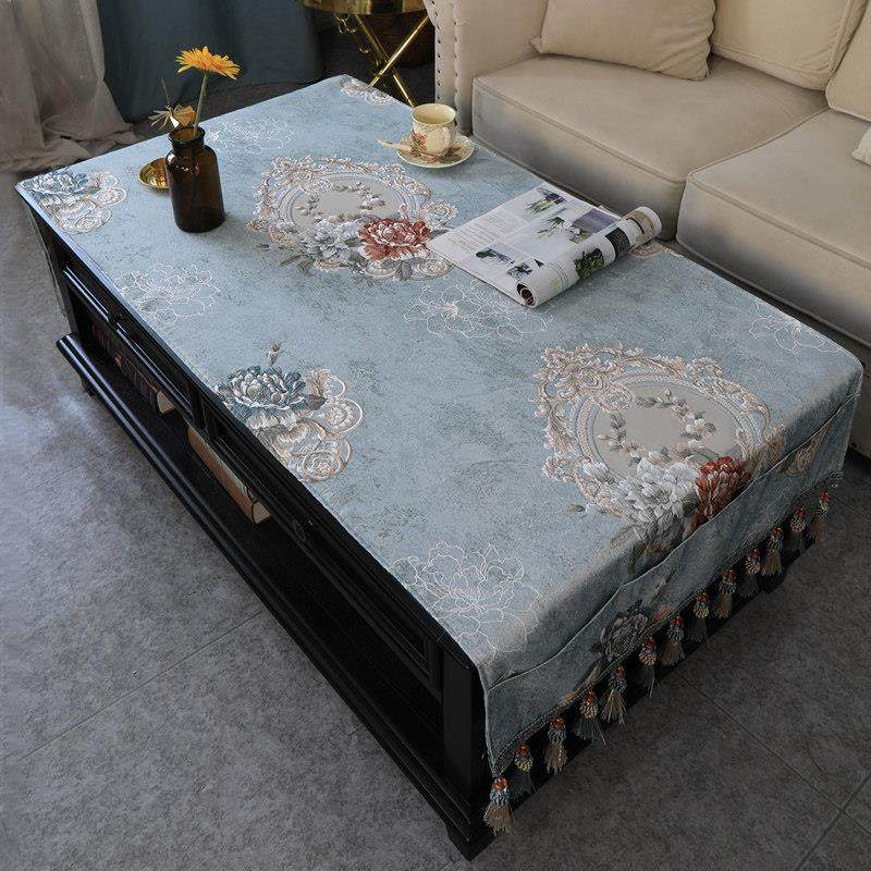 茶几桌布布艺长条欧式家用台布长方形茶几垫桌垫电视柜防尘罩盖布