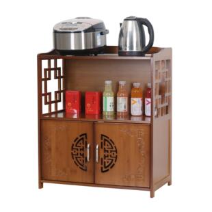 楠竹多层饮水机柜家用泡茶厨房置物架水桶茶水柜实木柜客厅餐边柜