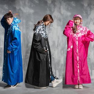 防暴雨 大码 雨衣时尚 单人带袖 双帽檐电动车雨披骑行男女连体长款