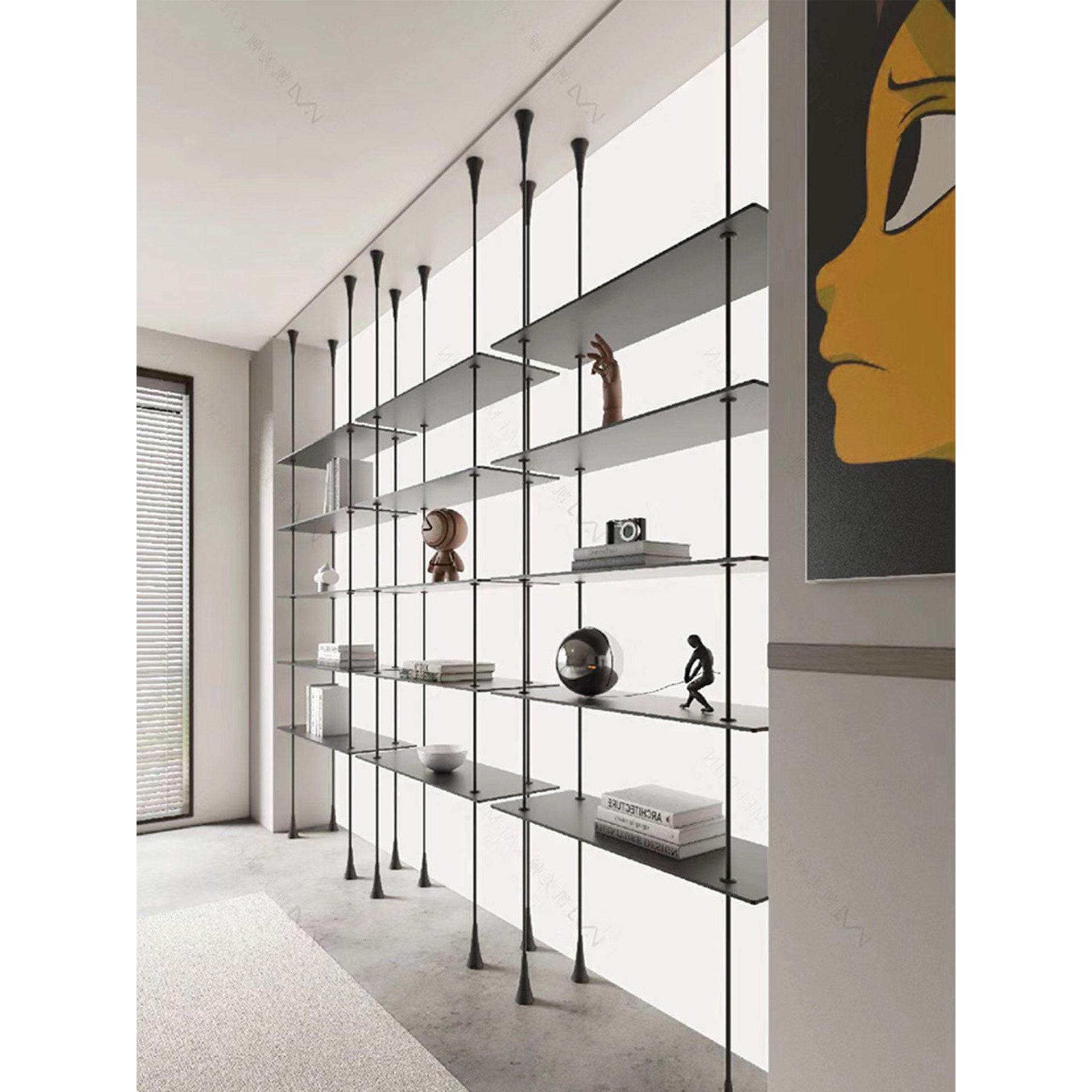 极简主义书架意大利顶到天花板的存储架隔板入口展示架葡萄酒架存,住宅家具,书架,淘宝优惠券,粉丝福利购,淘宝优惠卷