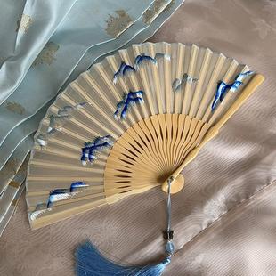 苏州双面绣花扇子古风刺绣折扇古风扇子旗袍苏绣双面绣女扇中国风