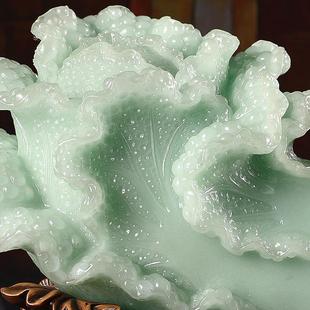 业乔迁礼 饰品店铺开 百财招来玉白菜摆件中式 客厅酒柜玄关招财装