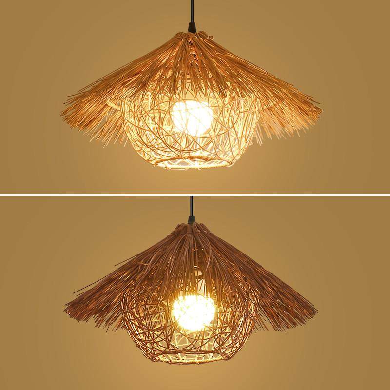 创意个性草帽吊灯藤编编织艺术灯罩彷古民宿灯具饭店饭厅竹编灯笼,家装灯饰光源,餐厅吊灯,淘宝优惠券,粉丝福利购,淘宝优惠卷