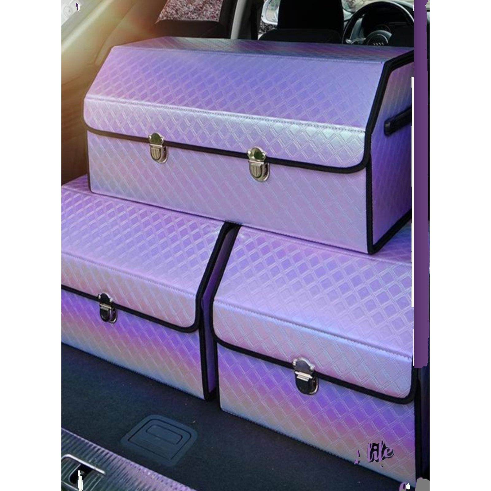 汽车后备箱收纳箱实用型可折叠皮革车载储物箱整理盒车内用品装饰