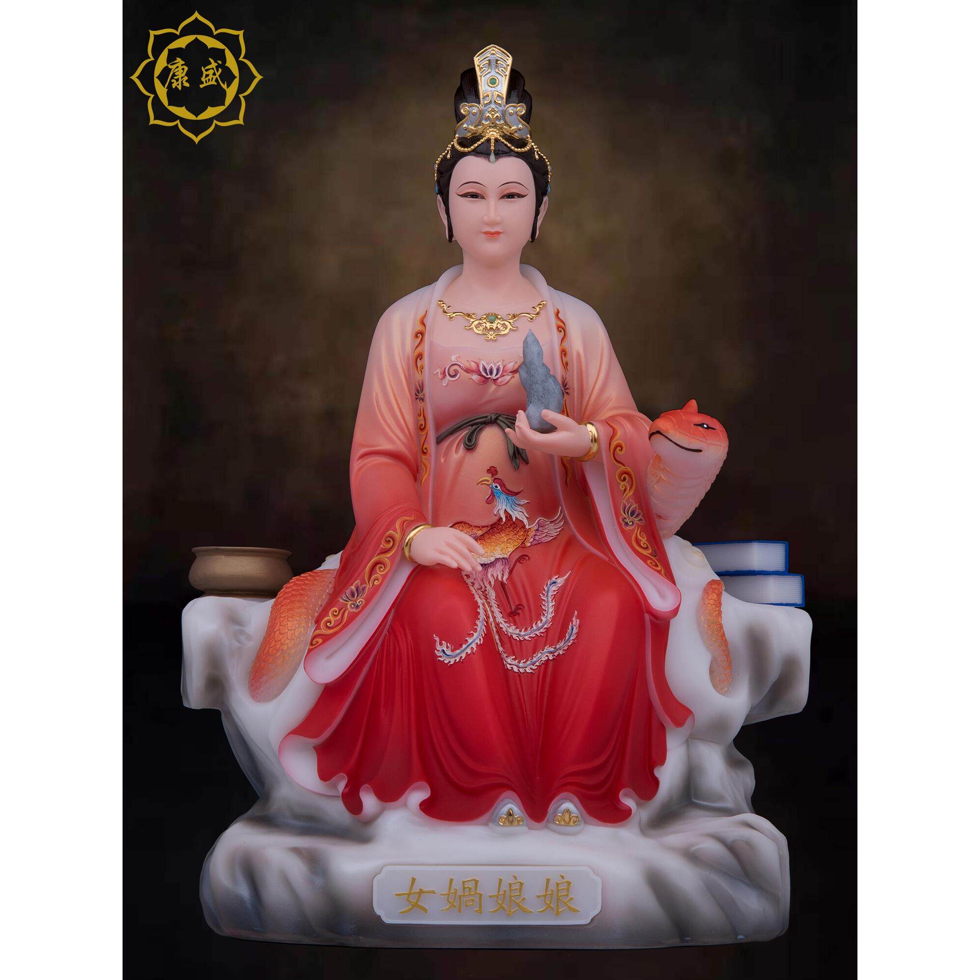 女娲娘娘神像汉白玉女娲补天像体大帝之母神像创世女神家用摆件