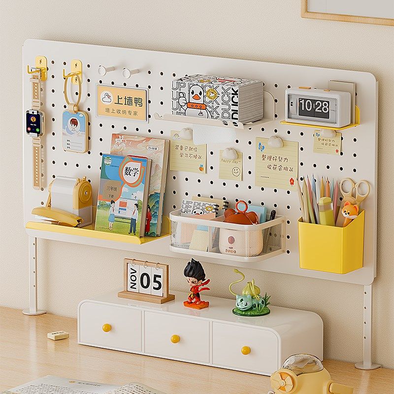 书桌面洞洞板置物架办公可立可夹学生收纳整理展示架储物挂篮配件